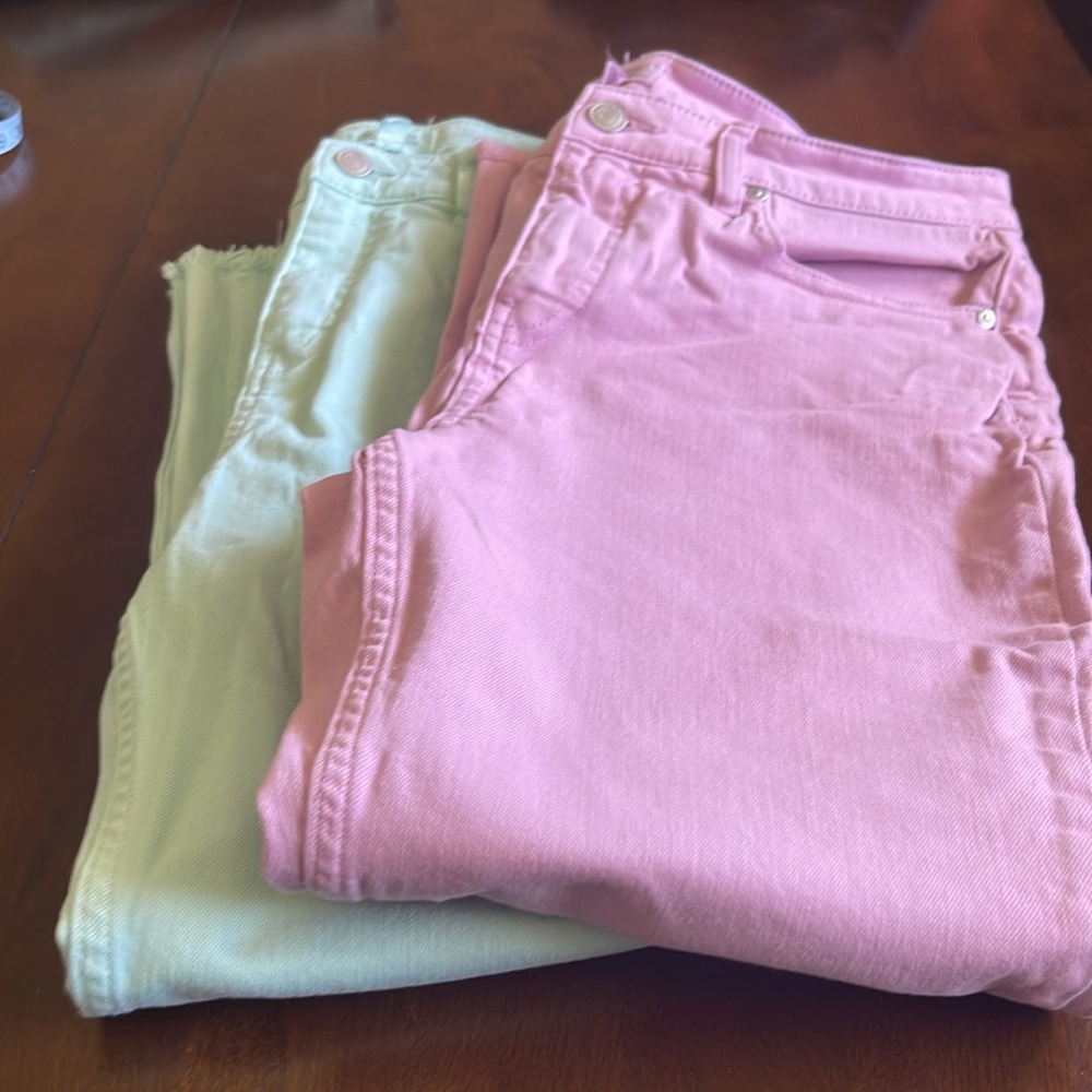 Candace Cameron Bure ankle cropped jeans-lot of 2-purple & mint green. Size 8P